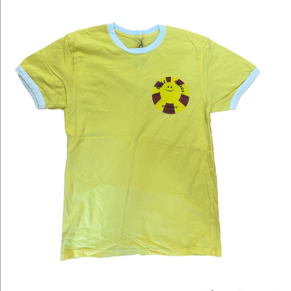 Bob Marley - Smile Jamaica, soft 100% cotton shirt, bright yellow, size S